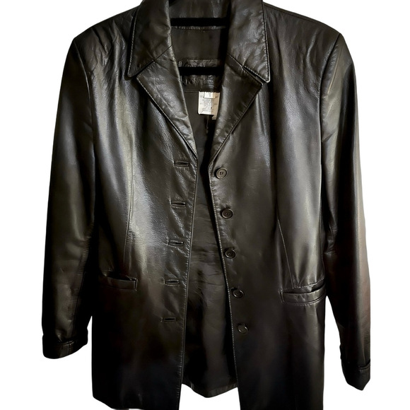 leather ranch Jackets & Blazers - Vintage Leather Ranch Blazer Jacket Size XS / US 1 Black Genuine Leather